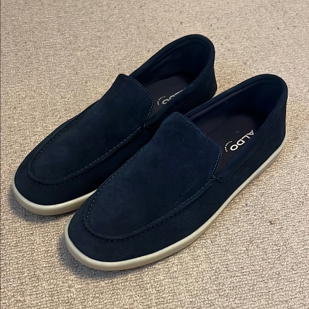 Aldo Men's Navy Suede Slip-On Loafers